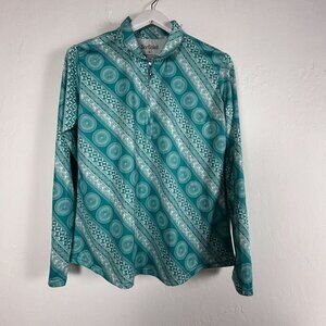 SanSoleil Womens Long Sleeve UPF 50 Sun Shirt Large Geometric Print Lightweight